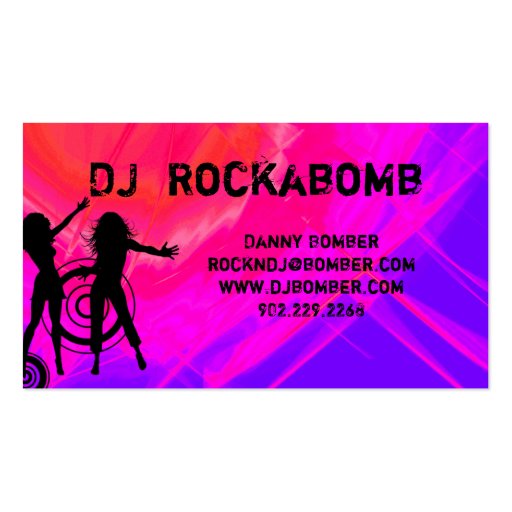 Dj Business Card Music Red pink Retro Dance 2 (back side)
