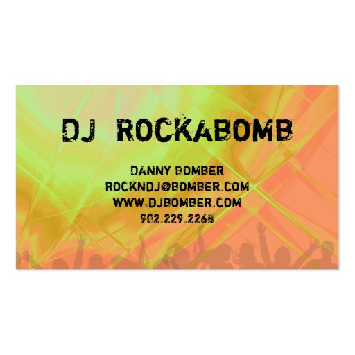 Dj Business Card Music Red yellow Retro Dance 2 (back side)
