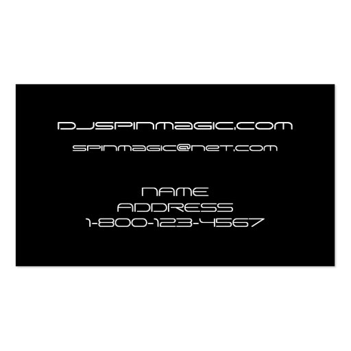 DJ Business Cards Black Green (back side)
