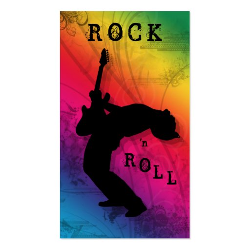 DJ Business Cards Guitar Music Rainbow (front side)