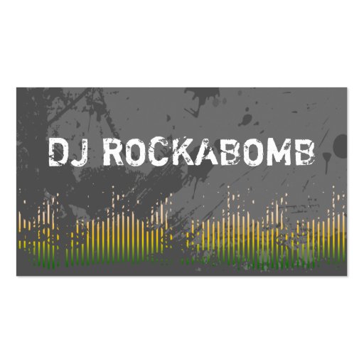 Dj Business Cards Yellow Music Bars (front side)