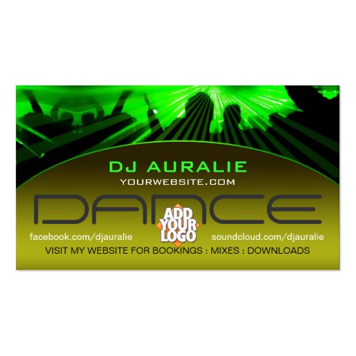 DJ Dance Nightclub Lasers Lights Business Card (back side)