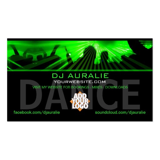 DJ Dance Rave Lasers Club Business Card (back side)