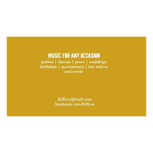 DJ - deejay music coordinator Business Card Templates (back side)