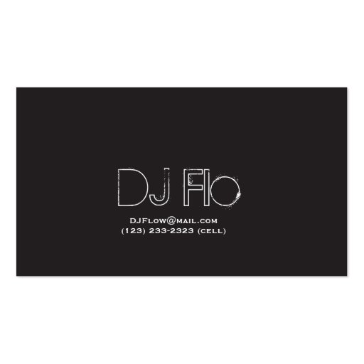 DJ - deejay music coordinator Business Cards (back side)