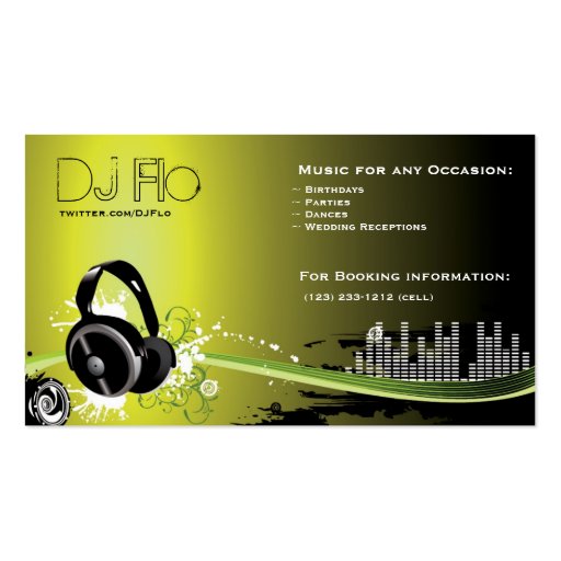 DJ - deejay music coordinator Business Cards