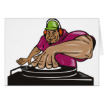 dj deejay playing music turntable card