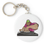 dj deejay playing music turntable key chain