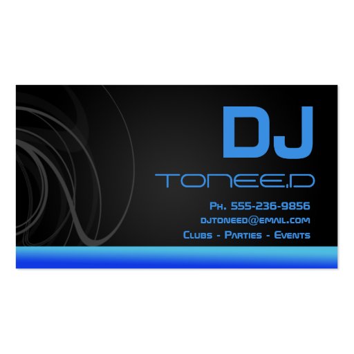 DJ Disc Jockey Business Cards Blue (front side)