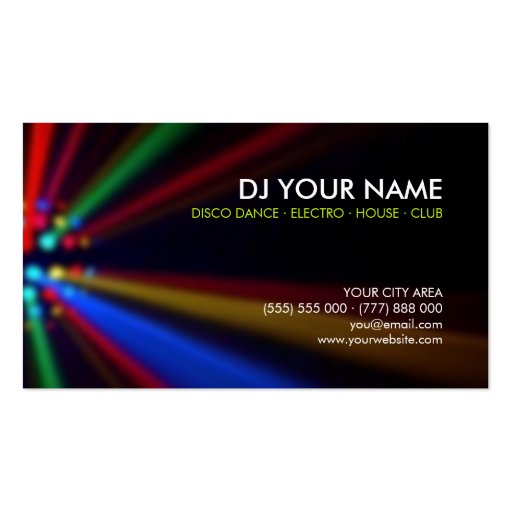 DJ Disco Beams Lights business card (back side)