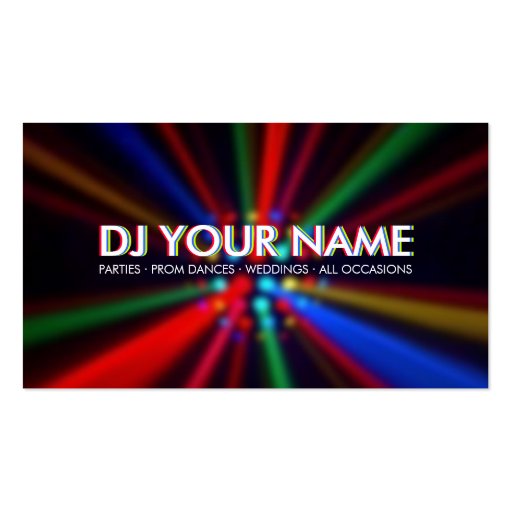 DJ Disco Beams Lights business card (front side)