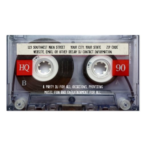 DJ Extraordinaire Cassette Tape Business Card Templates (back side)