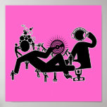 "DJ Goes Down" Hot Pink Pop Art Poster posters