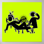 "DJ Goes Down" Lime Pop Art Poster posters