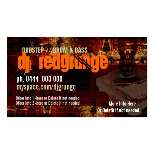 Dj Grunge Turntable Business card (front side)