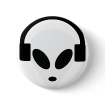 dj headphone alien area 51 pinback button