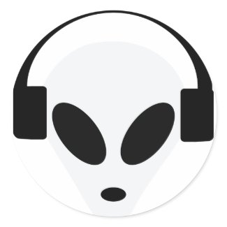 dj headphone alien area 51 classic round sticker