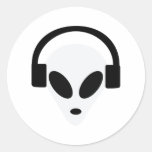 dj headphone alien area 51 round stickers