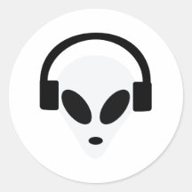 dj headphone alien area 51 round stickers