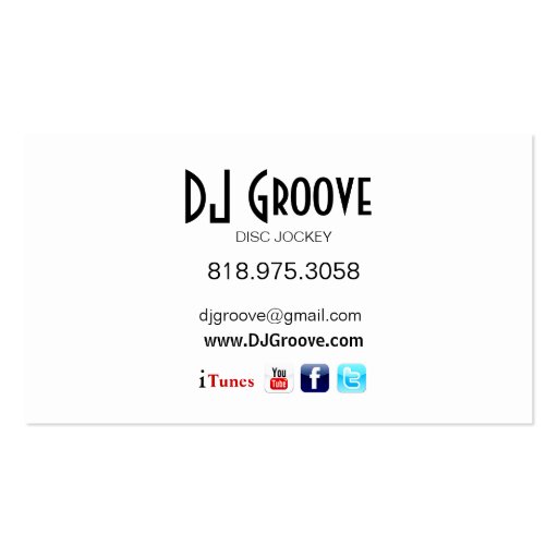 DJ Mixmaster Disc Jockey - Music Business Card (back side)