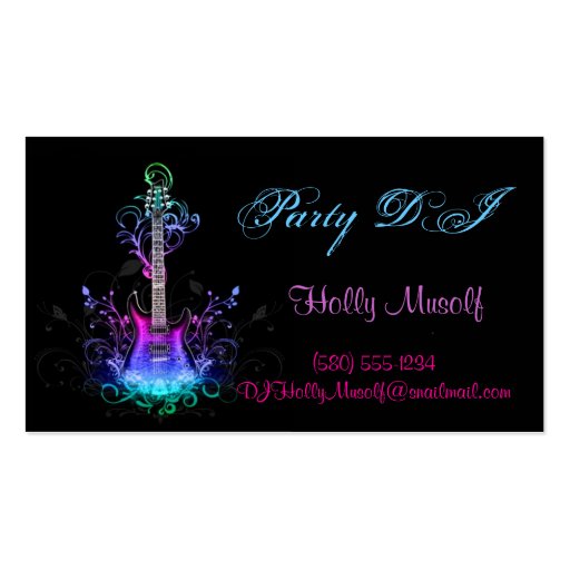 DJ,music,business card,fun,funky,colorful,bright (front side)