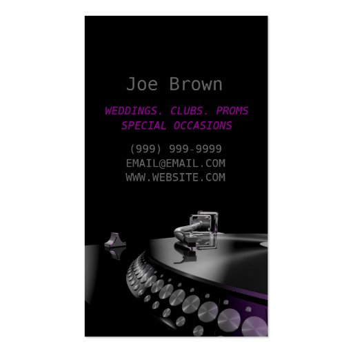 DJ, Music, Entertainment Business Card (back side)