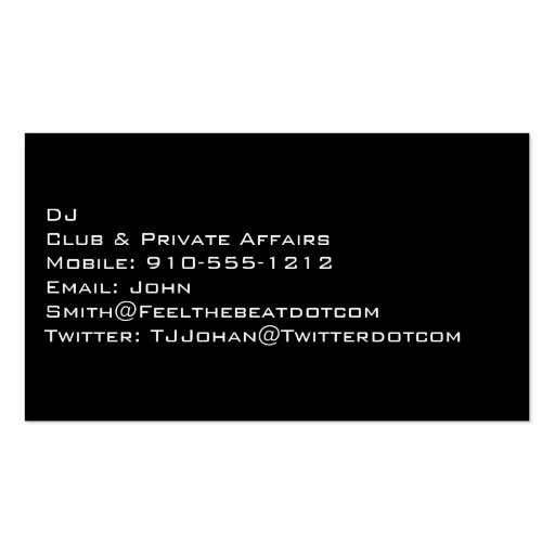 DJ Music Explosion Professional Business Cards (back side)