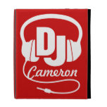 DJ name headphones white red ipad folio case