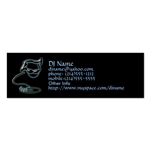 DJ Profile Card Business Cards (front side)