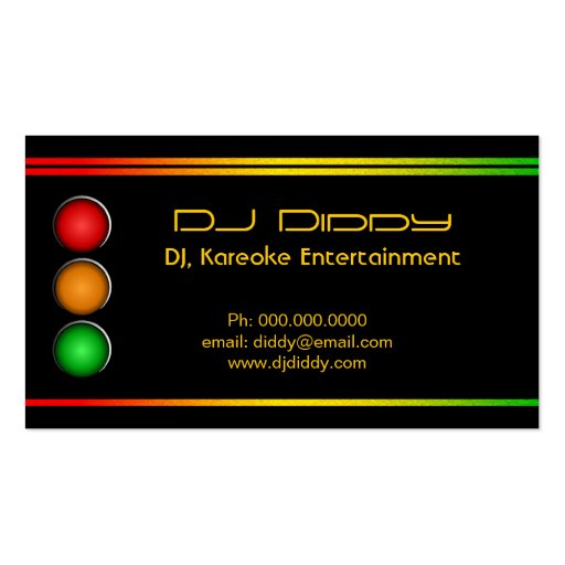 DJ Reggae Traffic Lights Custom Business Cards (front side)