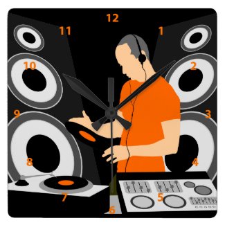 DJ Spinning Vinyl At Decks Clock