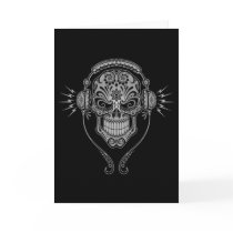 DJ Sugar Skull – Black Greeting Cards