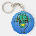 DJ Sugar Skull – Blue and Yellow Key Chains
