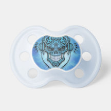 DJ Sugar Skull, blue lightning Pacifiers