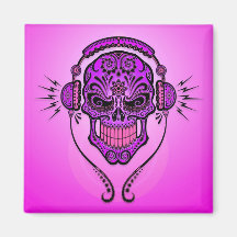 DJ Sugar Skull – Purple Refrigerator Magnet