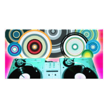 DJ Turntable Circles Photo Greeting Card