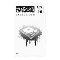 DJ Turntable Graffiti - Music Vinyl Disc Jockey Stamp