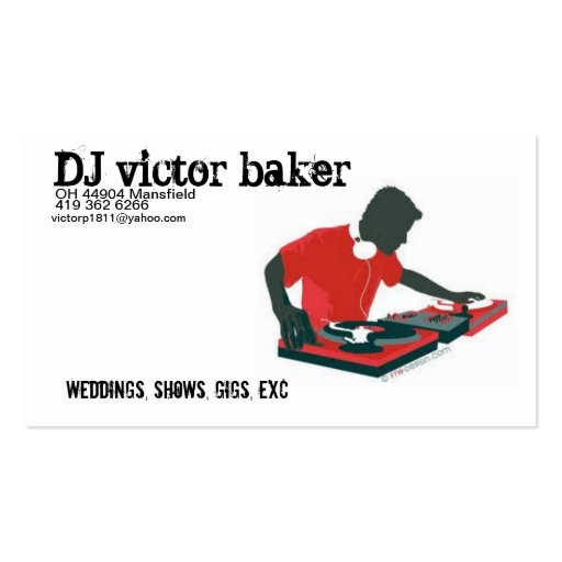 DJ victor baker Business Card Template (front side)