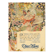 Djer Kiss French Perfume Label Post Cards