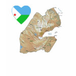 Djibouti Flag Heart Map Fitted AA T-Shirt