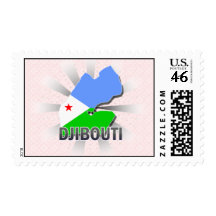 Djibouti Flag Map 2.0 Postage Stamps