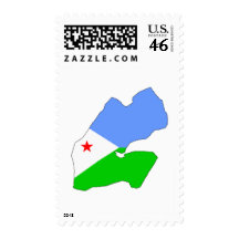 Djibouti flag map stamps