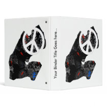 Djibouti Trendy Peace Sign with Djiboutian map 3 Ring Binder