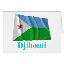 Djibouti Waving Flag with Name Greeting Card