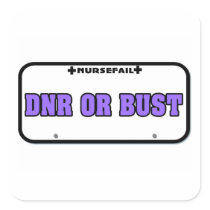 DNR or Bust License Plate Square Sticker