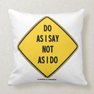 Do As I Say Not As I Do (Yellow Warning Sign) Pillows