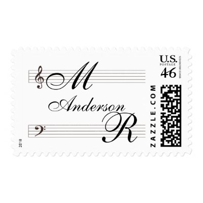 Do it yourself musicians in love template postage stamps