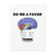 Do Me A Favor Think (Brain Anatomy Humor) Postcards