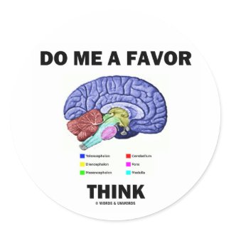 Do Me A Favor Think (Brain Anatomy Humor) sticker