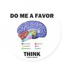Do Me A Favor Think (Brain Anatomy Humor) Sticker